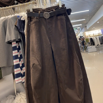 Ženske hlače s visokim strukom u retro stilu, plus veličina, scimitar kroj, distresirani denim, pamuk-elastan, jesen 2025