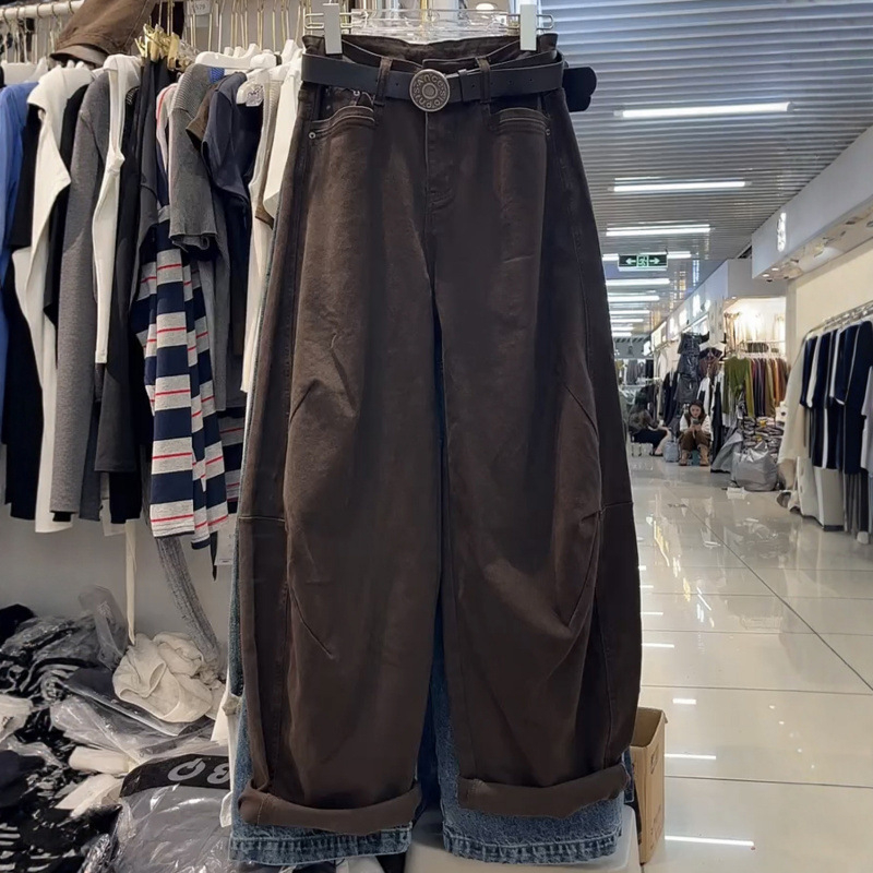 Ženske hlače s visokim strukom u retro stilu, plus veličina, scimitar kroj, distresirani denim, pamuk-elastan, jesen 2025