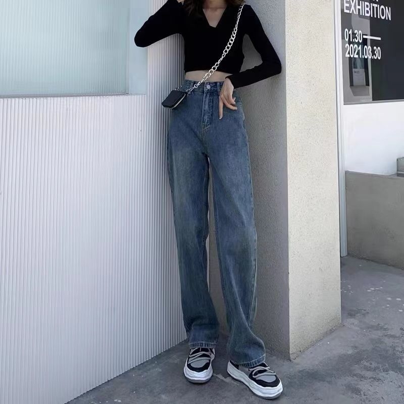 Ženske džin hlače s fleec podstavom, ravna linija, široke nogavice, slobodan pojas