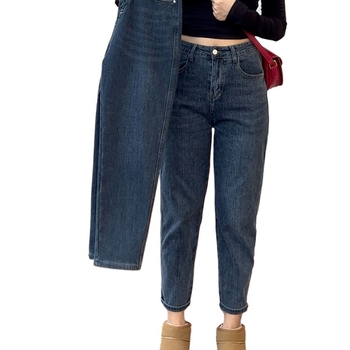 Plusz méretű harém farmer nőknek, magas derék, laza szabás, denim pamut, tavasz 2025