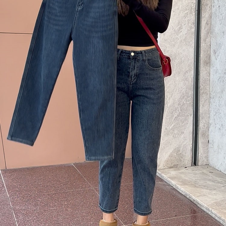 Plusz méretű harém farmer nőknek, magas derék, laza szabás, denim pamut, tavasz 2025