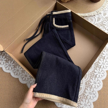 Traperice - visok pojas, ravni kroj, debeli materijal, denim pamuk, proljeće 2025