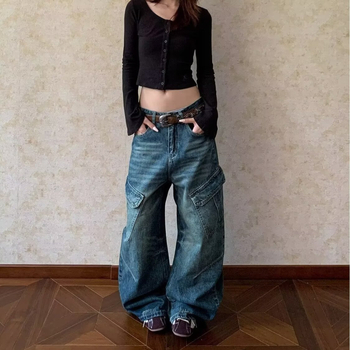 Férfi pamut farmernadrág, laza szabás, egyenes szár, középmagasságú derék, cipzáras zárás, 50% pamut, brit stílus