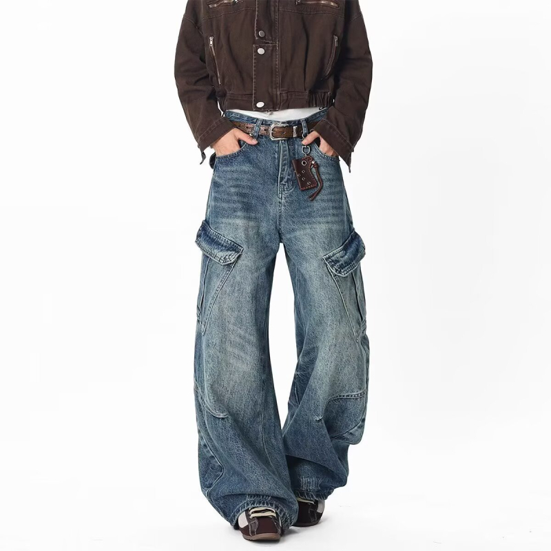 Férfi pamut farmernadrág, laza szabás, egyenes szár, középmagasságú derék, cipzáras zárás, 50% pamut, brit stílus