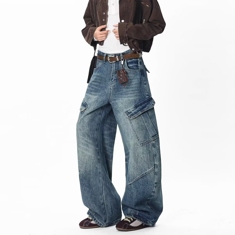 Férfi pamut farmernadrág, laza szabás, egyenes szár, középmagasságú derék, cipzáras zárás, 50% pamut, brit stílus