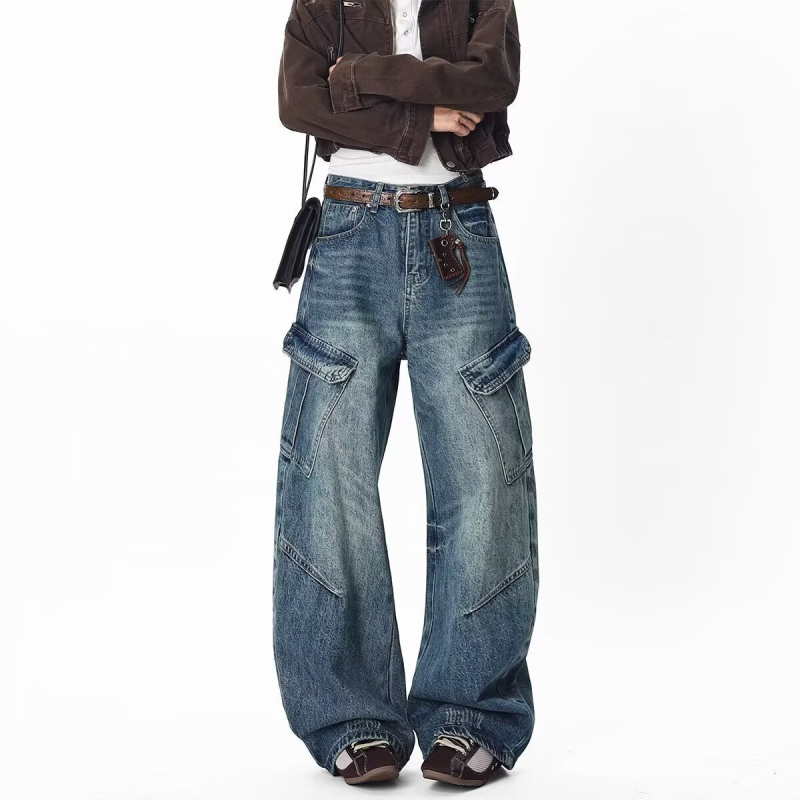 Férfi pamut farmernadrág, laza szabás, egyenes szár, középmagasságú derék, cipzáras zárás, 50% pamut, brit stílus