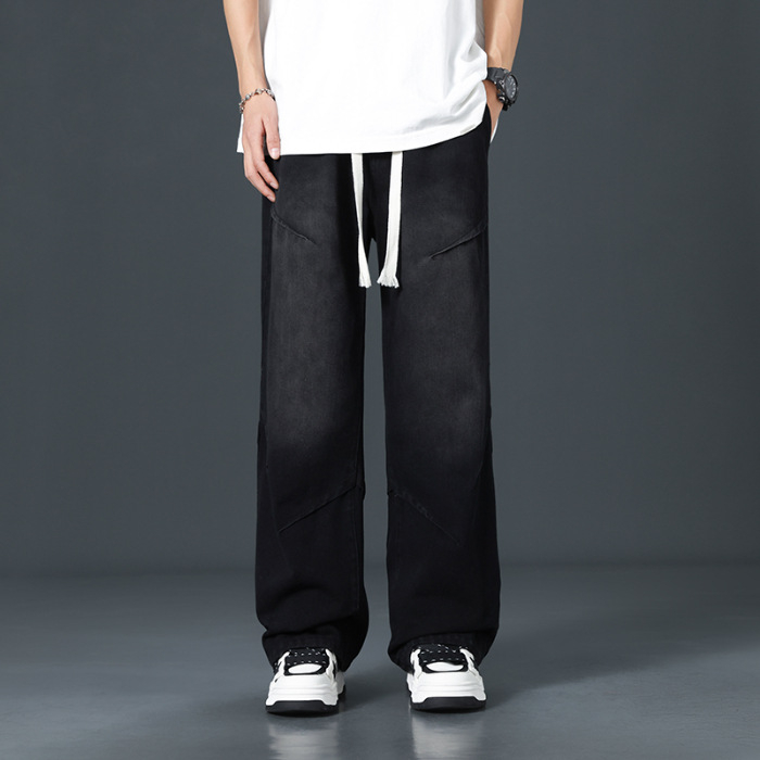 Muške traperice - srednji pojas, ravni kroj, pamuk-denim, oprani završni sloj, pogodne za sve sezone