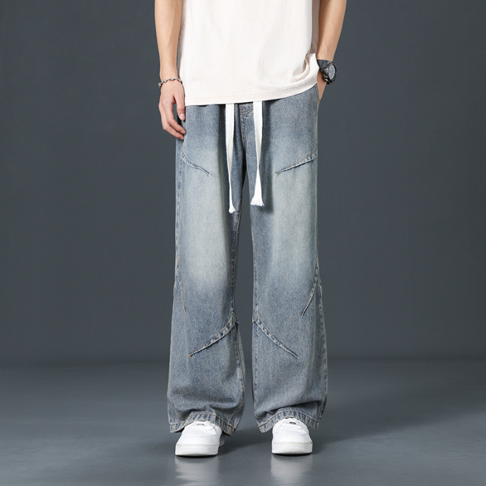 Muške traperice - srednji pojas, ravni kroj, pamuk-denim, oprani završni sloj, pogodne za sve sezone