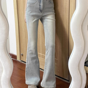 Ženske traperice visokog struka, bootcut kroj, debeli denim, proljeće 2025