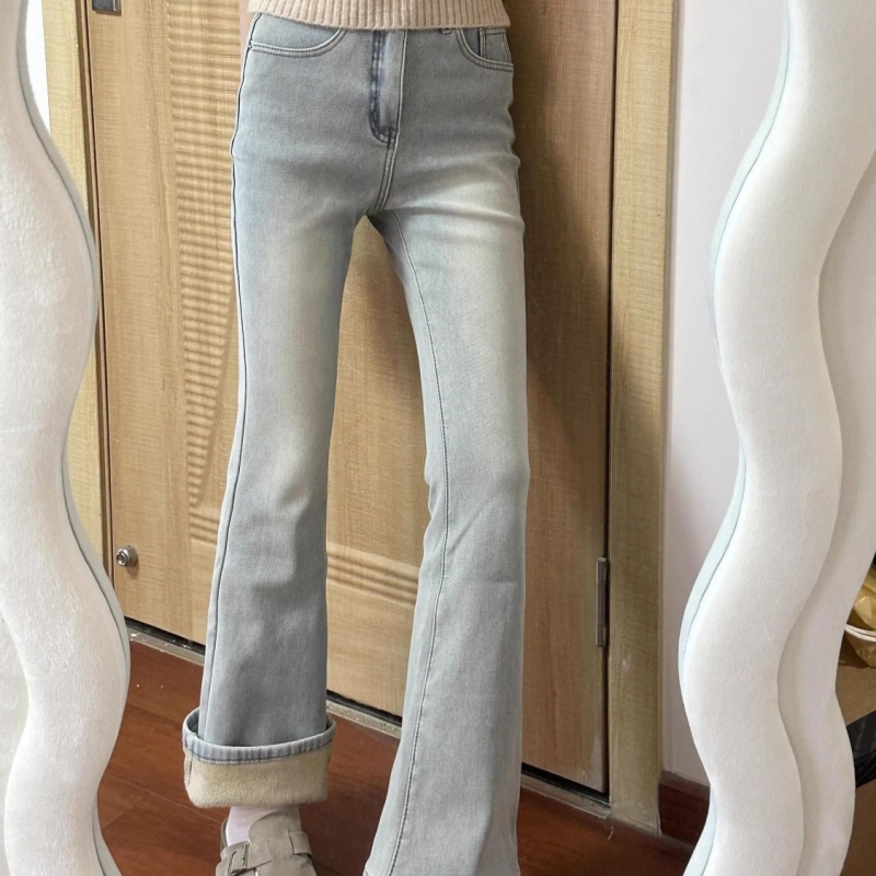 Ženske traperice visokog struka, bootcut kroj, debeli denim, proljeće 2025