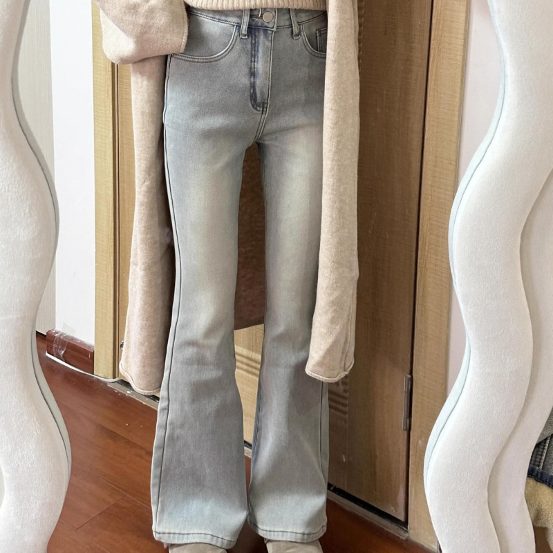 Ženske traperice visokog struka, bootcut kroj, debeli denim, proljeće 2025