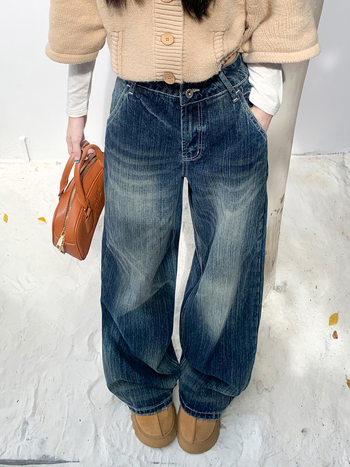 Ženske traperice s visokim strukom, široke nogavice, pune duljine, bez elastana, pamukova smjesa 80–90%, jesen-zimska kolekcija 2025, elegantan gradski stil za posao