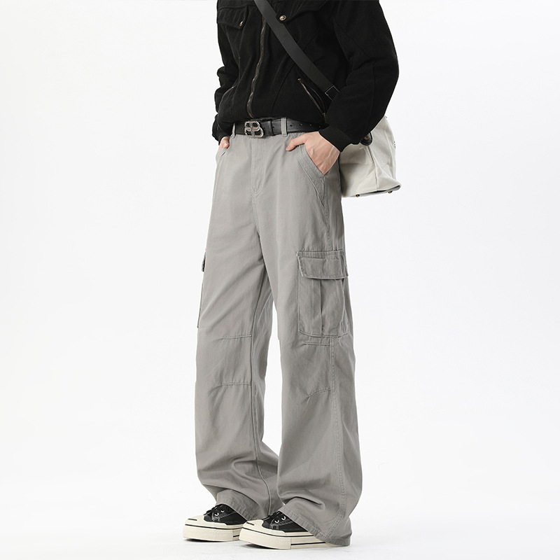 Muške široke traperice sa srednjim pojasom, kopčanje na gumbe, ravni kroj, 100% pamuk