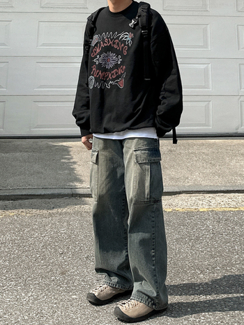 Muške traperice u korejskom stilu Straight, s izbrušenim efektom, srednja struka, 65% pamuka 35% poliestera