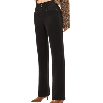 Дънки с прав крак, висока талия, деним плетени със смес вискоза-полиестер-спандекс, висока еластичност, къс крачол