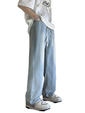 Muške traperice od denima – labav kroj, ravne nogavice, srednji porast struka, zatvarač na zip, 58% pamuka (Proljeće–Jesen)