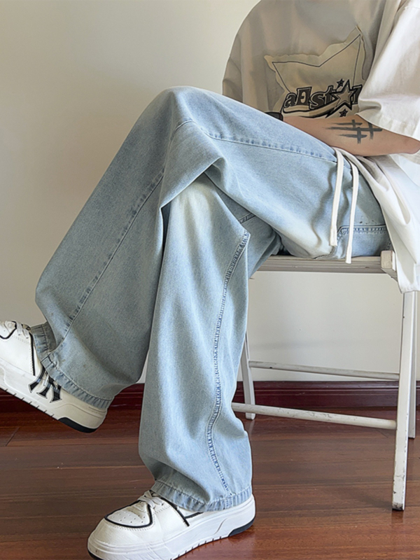 Muške traperice od denima – labav kroj, ravne nogavice, srednji porast struka, zatvarač na zip, 58% pamuka (Proljeće–Jesen)