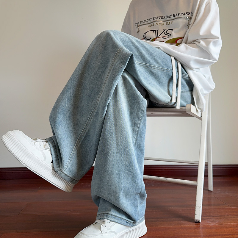 Muške traperice od denima – labav kroj, ravne nogavice, srednji porast struka, zatvarač na zip, 58% pamuka (Proljeće–Jesen)