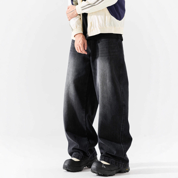 Muške traperice u vintage stilu, ravnog kroja, pamukovo-mješavina tkanine, srednji struk, kopčanje gumbima