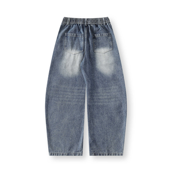 Muške traperice u vintage stilu, ravnog kroja, pamukovo-mješavina tkanine, srednji struk, kopčanje gumbima