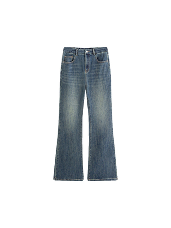 Ženske hlače traperice visokim strukom i ravnim krojem, elastični twill 7-count, pamuk-polyester smjesa, jesen 2025