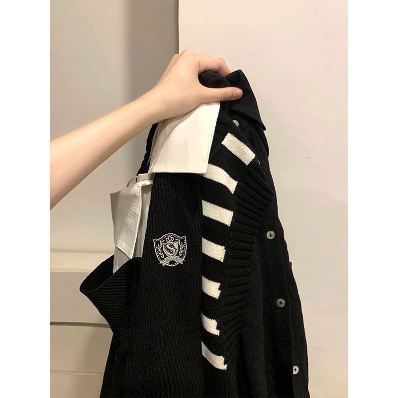 Kórejský študentský štýl: súprava sukňa–blúzka pre ženy – dlhý rukáv polo top a plisovaná stredne dlhá sukňa, polyester