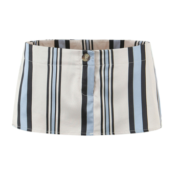 Suknja-košulja set s prugama, halter ovratnik, bez rukava, poliester/organična pamuka, proljeće 2025, kolažni šavovi