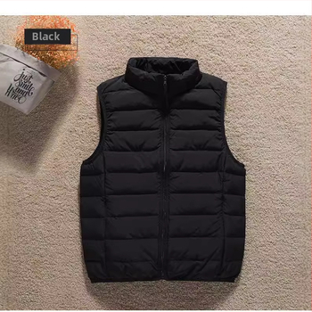 Sievietēm plāna dūnu veste ar augstu apkakli un rāvējslēdzēju, pildījums: pīļu dūnas, slaids siluets, garums 50–65 cm.