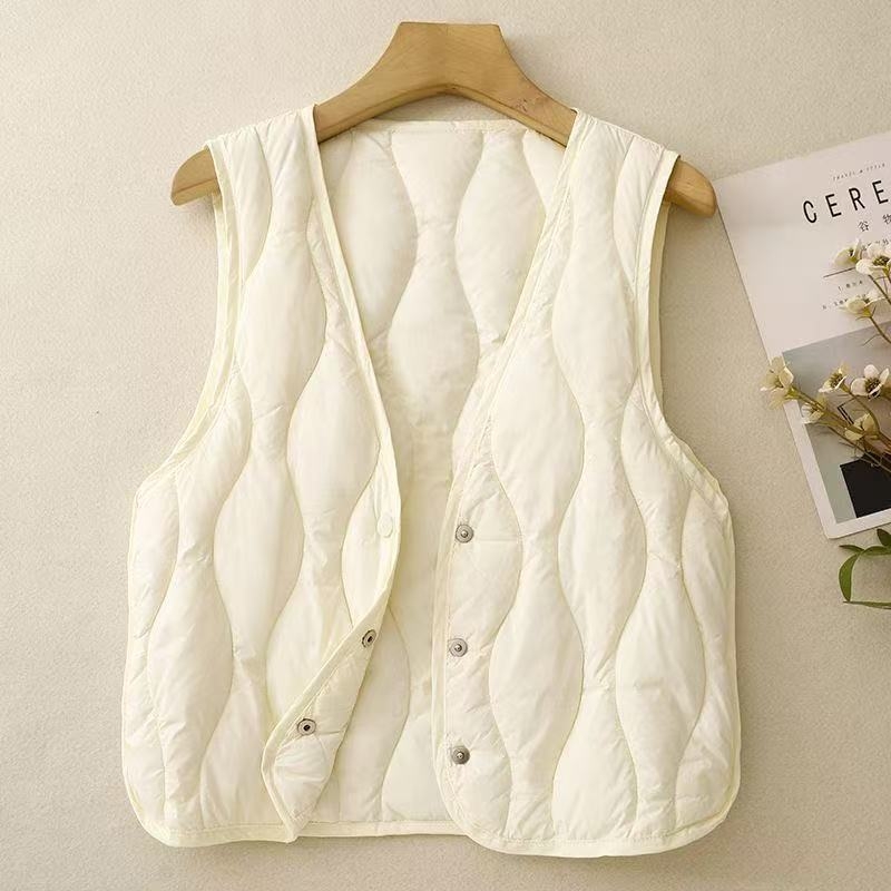 Bingsi Moterų pūkuota medvilninė liemenė Chenille audinio, Medvilnės užpildas, V kaklas, Labai trumpas ilgis ≤40 cm