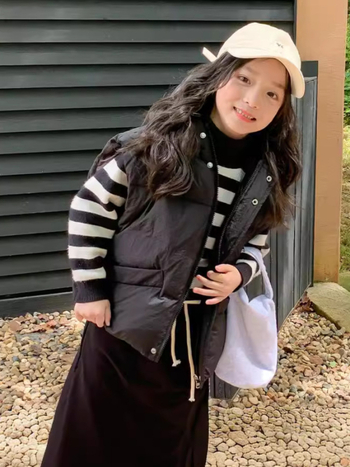 Vaikų gobtuvinė pūkinė liemenė žiemai, universali, 3–8 metų amžiaus