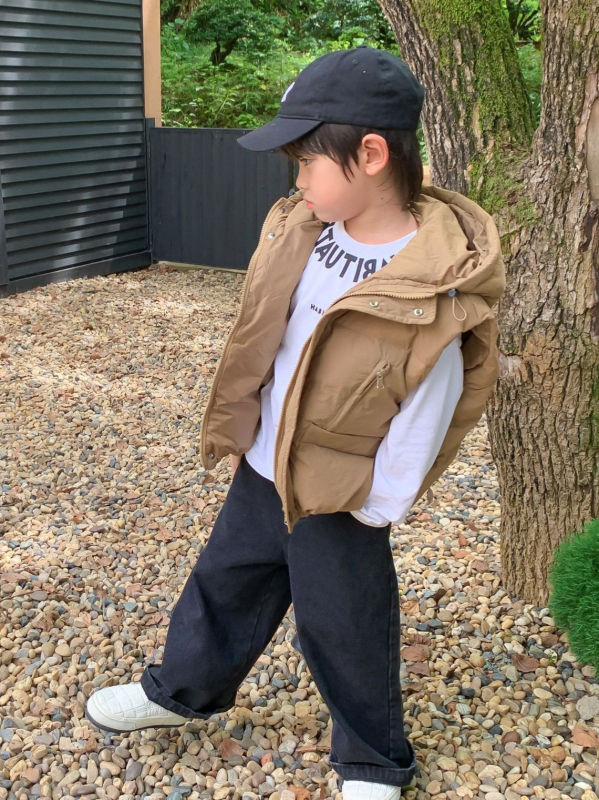 Vaikų gobtuvinė pūkinė liemenė žiemai, universali, 3–8 metų amžiaus