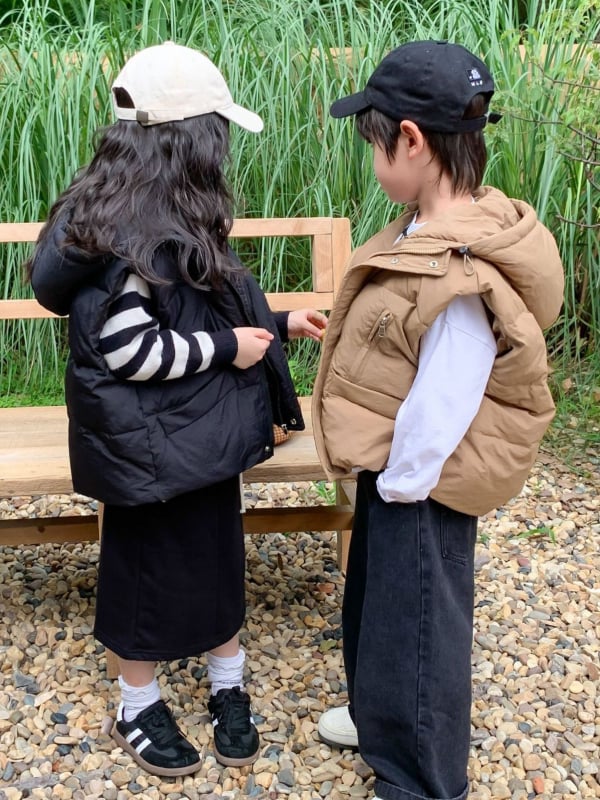 Vaikų gobtuvinė pūkinė liemenė žiemai, universali, 3–8 metų amžiaus