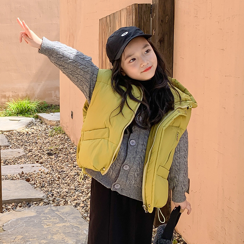 Vaikų gobtuvinė pūkinė liemenė žiemai, universali, 3–8 metų amžiaus