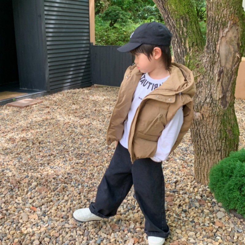 Vaikų gobtuvinė pūkinė liemenė žiemai, universali, 3–8 metų amžiaus