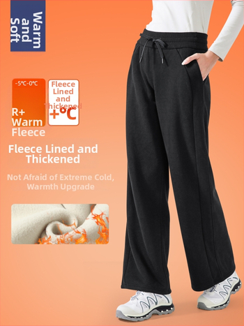 Moterų žieminės sportinės kelnės su aukštu liemeniu, laisvas kirpimas, medvilnės mišinio audinys (28% medvilnė), be pamušalo, išlaiko šilumą, tinka bėgimui ir treniruotėms