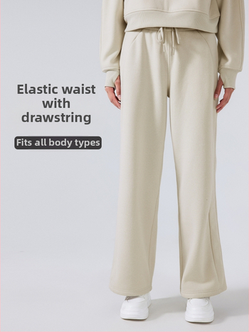 Moterų žieminės sportinės kelnės su aukštu liemeniu, laisvas kirpimas, medvilnės mišinio audinys (28% medvilnė), be pamušalo, išlaiko šilumą, tinka bėgimui ir treniruotėms