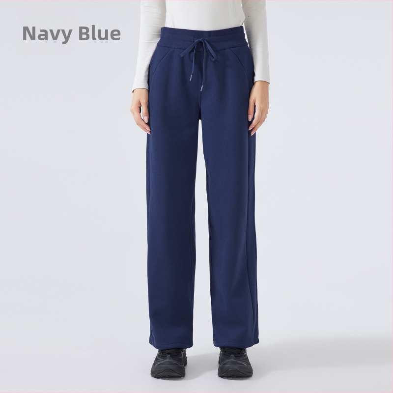 Moterų žieminės sportinės kelnės su aukštu liemeniu, laisvas kirpimas, medvilnės mišinio audinys (28% medvilnė), be pamušalo, išlaiko šilumą, tinka bėgimui ir treniruotėms