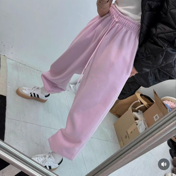 Moterų sportinės kelnės, laisvas kirpimas, elastinė juosta, gatvės/hip-hop stilius, 95%+ medvilnė, pavasaris 2025