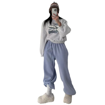 Moterų sportinės kelnės, laisvas kirpimas, elastinė juosta, gatvės/hip-hop stilius, 95%+ medvilnė, pavasaris 2025