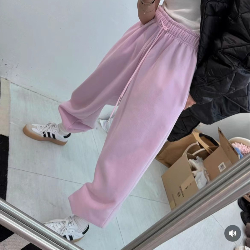 Moterų sportinės kelnės, laisvas kirpimas, elastinė juosta, gatvės/hip-hop stilius, 95%+ medvilnė, pavasaris 2025