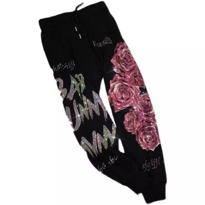 Medvilniniai aukšto juosmens leginsai su hot-drill dekoru, vidutinio storio