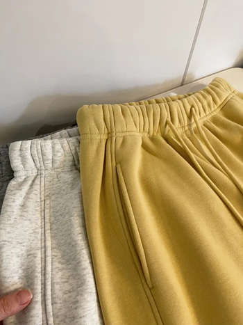 Pantaloni trening femei cu fleece, două moduri de purtare, talie înaltă, croială lejeră dreaptă, pentru toamnă-iarna, groși