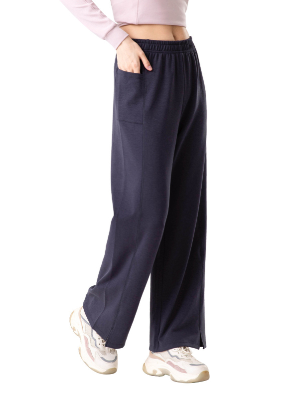Női jóga-nadrág, casual, fleece béléssel és fűtő levegő réteggel, oldalsó hasítékkal, elasztikus derék — poliészter 30–50%, Tencel <30%