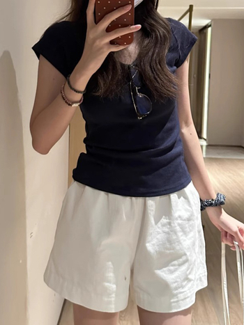 Női széleslábú casual nadrág, háromnegyedes hossz, magas derekú, vékony poliészter anyag (95%+), Ice Silk, gyorsan száradó