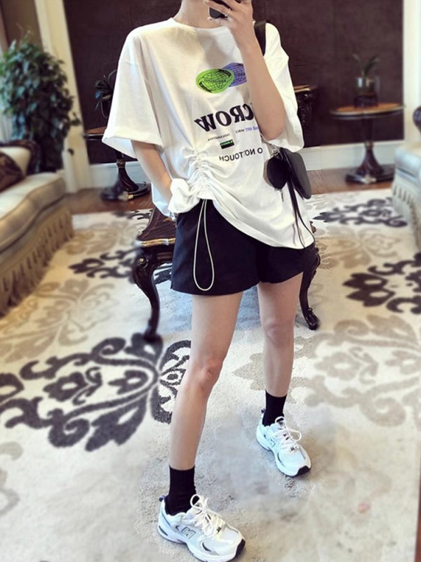 Női széleslábú casual nadrág, háromnegyedes hossz, magas derekú, vékony poliészter anyag (95%+), Ice Silk, gyorsan száradó