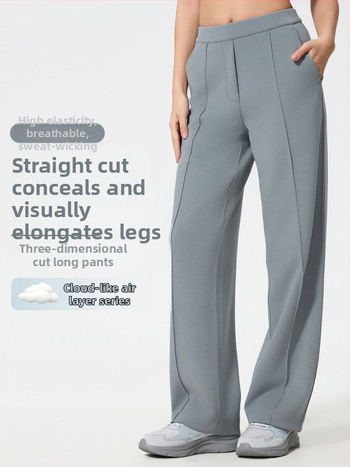 Moteriški sportiniai kelniai su vidutine talia, laisvas kirpimo, orui pralaidus medvilnės–poliesterio mišinys (Vidutinė talia, Laisvas kirpimas, Orui pralaidus, Bėgimui ir treniruotėms)