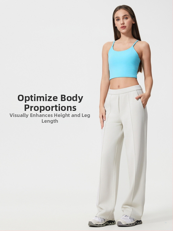 Moteriški sportiniai kelniai su vidutine talia, laisvas kirpimo, orui pralaidus medvilnės–poliesterio mišinys (Vidutinė talia, Laisvas kirpimas, Orui pralaidus, Bėgimui ir treniruotėms)