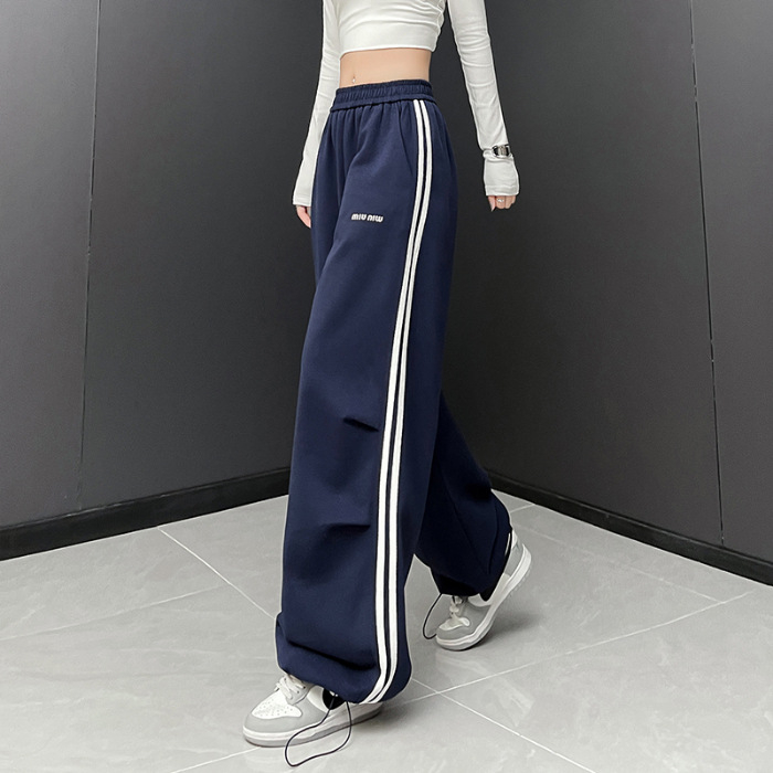 Női magas derekú, széles lábú casual nadrág, 70–80% pamut, őszi 2024