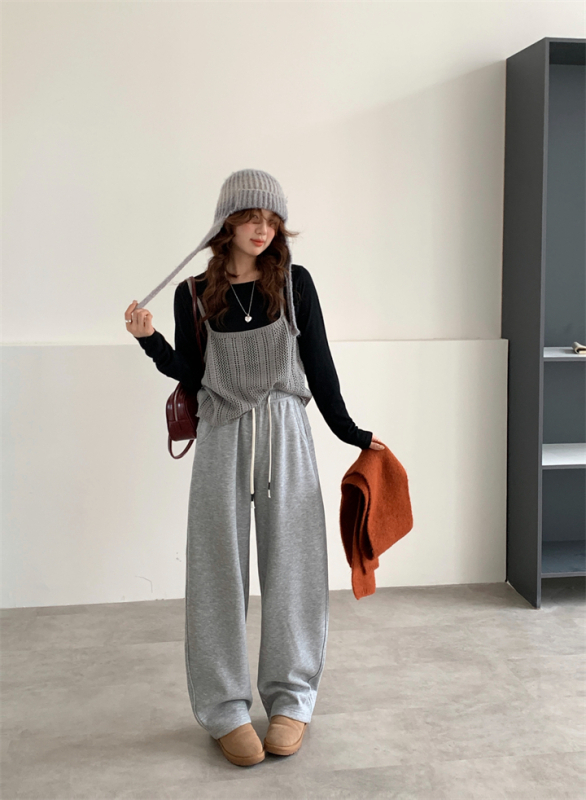 Pamut-elasztán szabadidőnadrág, laza fazon, magas derék, mikroelasticitás