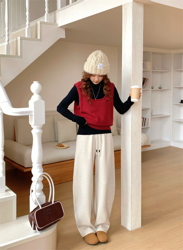 Pamut-elasztán szabadidőnadrág, laza fazon, magas derék, mikroelasticitás